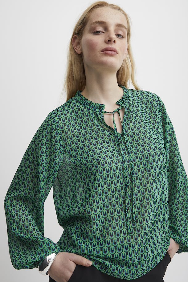Kelly Green Print bluse – Køb Kelly Green Print Langærmet bluse fra str. 36-44 her
