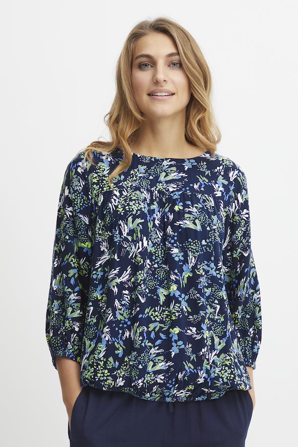 Navy Blazer mix Blouse with short sleeve fra Fransa – Køb Navy Blazer ...